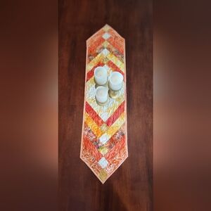 Orange Crush! NEW HANDMADE Quilted Batik Table Runner -  12" X 46"